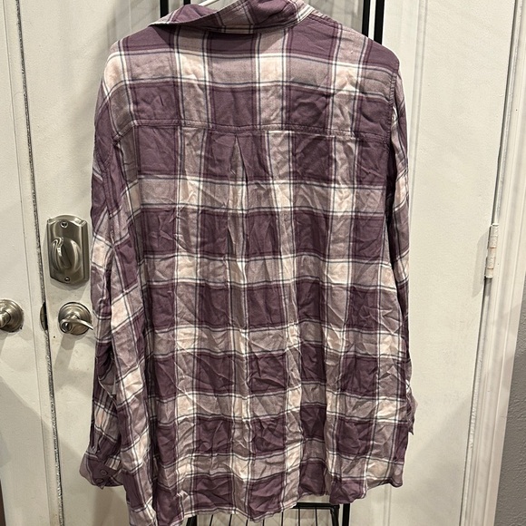 NWT cosmic Blue Love Hayley relaxed button Purple and White plus size 3X Shirt - Picture 5 of 6